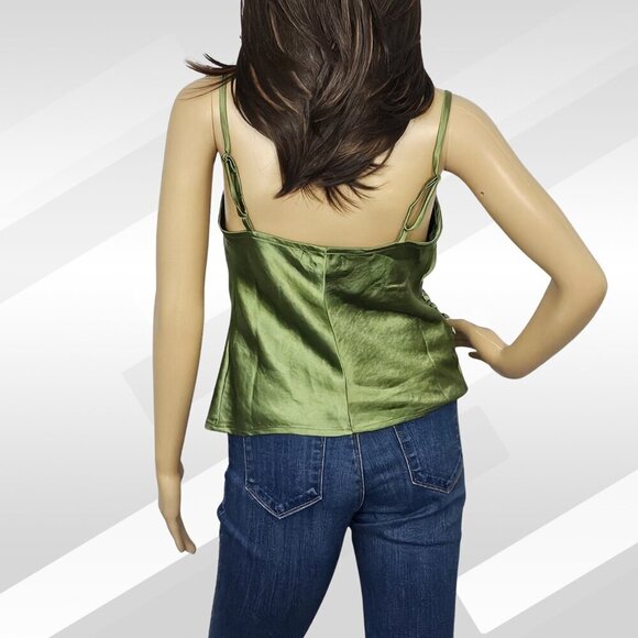 2/$30 Lulus Green Faux Wrap Tank Top Adjustable Straps Size S - Picture 2 of 7